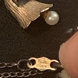 Vintage (Crowned T) Trifari Sterling Pearl Lily Bell Necklace